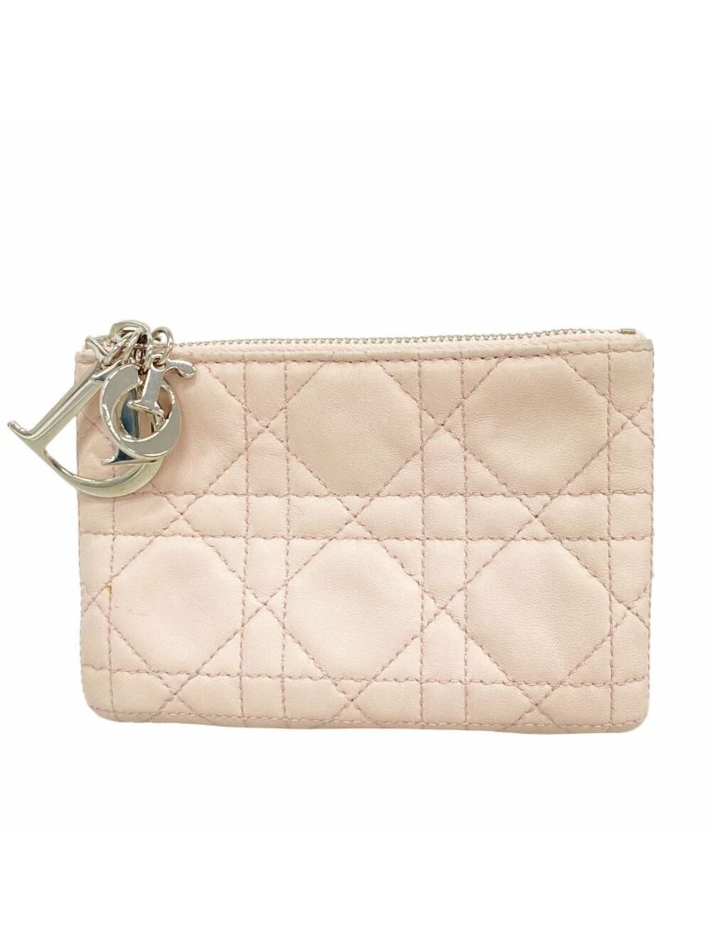Dior Pouch Cannage Leather Pink Silver
